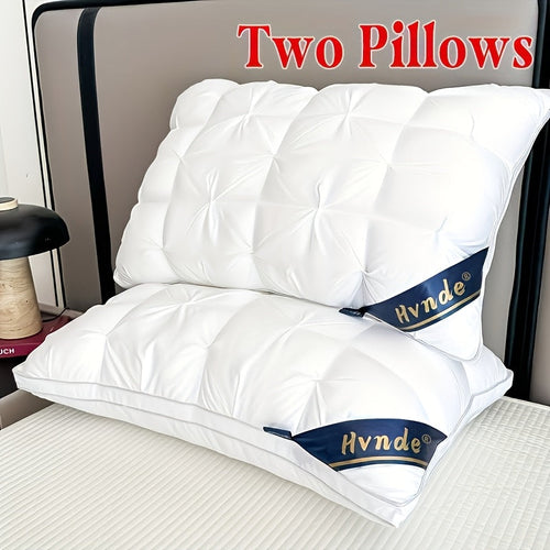 2 Pack Luxury Hotel Quality Bed Pillows Cooling Deep Sleep Neck Support Non-Collapse Hypoallergenic Polyester Fill for All Seasons Queen King Size in White Gray Pink Soft Texture Sleeping Pillow Gift