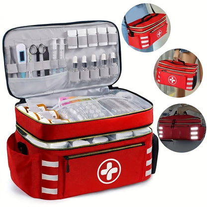 Medicine Storage Bag First Aid Kit Organizer - Household Medicine Organizing Box with Storage Rack Basket, Home & Travel Emergency Kit Bag, Perfect Holiday Gift
