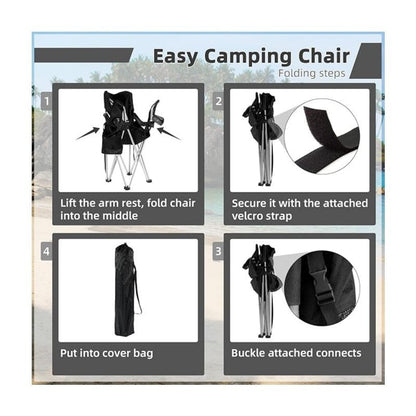 Folding Camping Chair with Tilting Canopy Sunshade – 225LBS Capacity, 22.8" Wide Seat, Mesh Cup Holder & Carry Bag, Portable Beach Lawn Chair for Camping, Hiking & Outdoor Events – 9 Color Options