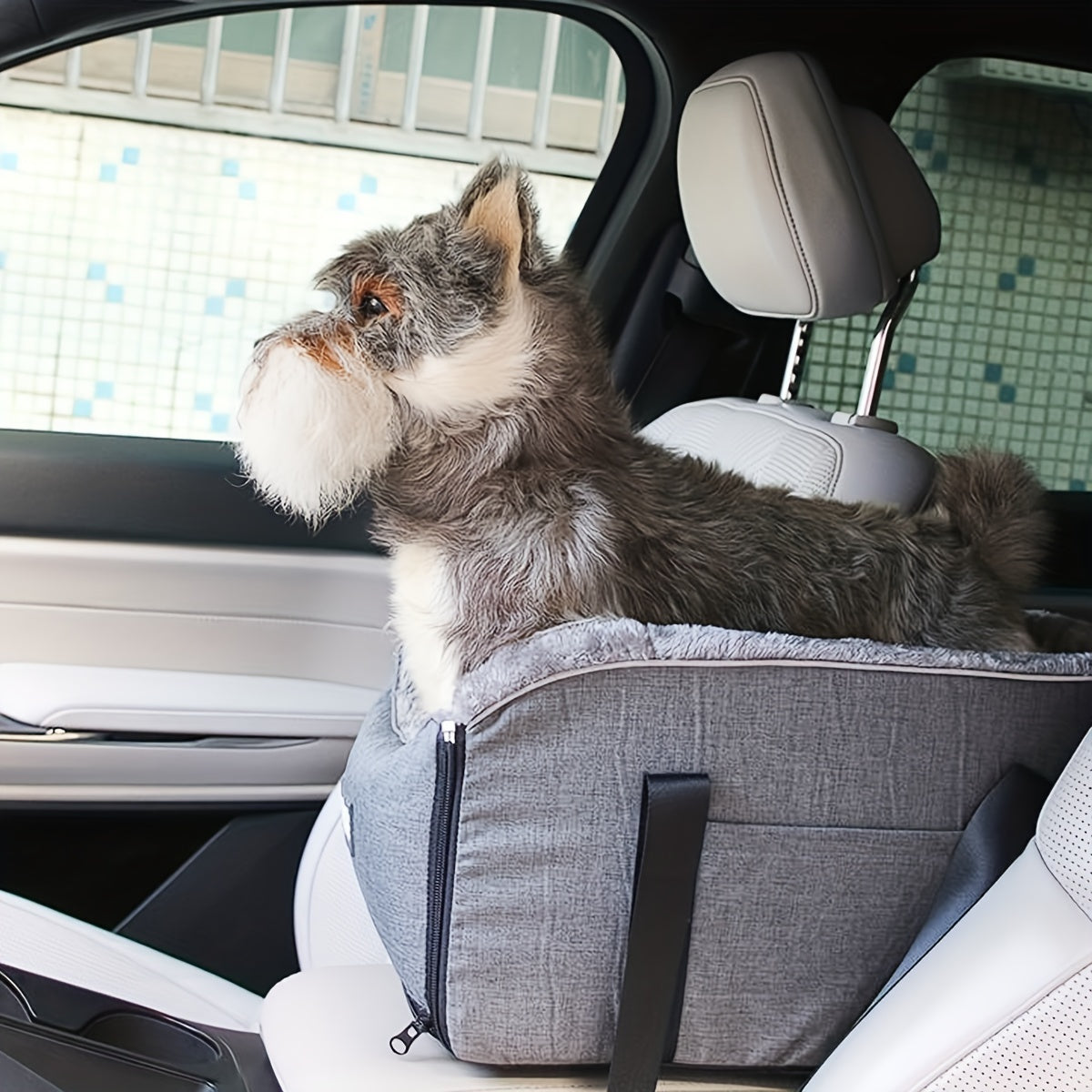 Dog Car Seat Booster for Small & Medium Pets – Portable Pet Travel Bag with Secure Buckle Closure, Elevated View, Polyester Construction for Dogs & Cats in Car