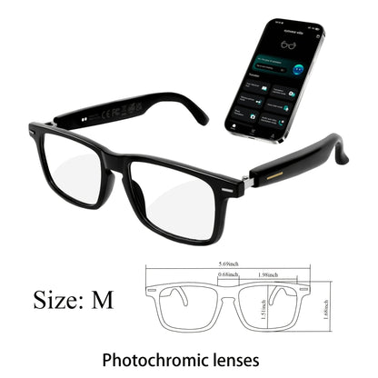 AI Smart Glasses with Real-Time 160-Language Translation, GPT Chat Assistant, Bluetooth 5.2 Audio, Hands-Free Calling, Music Playback, Photochromic & Anti-Blue Light Lenses – Unisex Wearable Tech