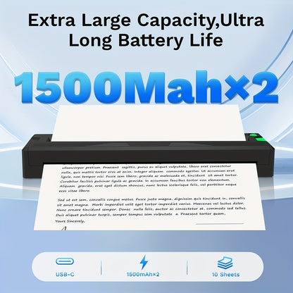 Portable Wireless Thermal Inkless Printer for Travel – 2026 Upgraded, Prints 8.5"x11" Letter, Legal, A4 & A5, Compatible with iPhone, Android & Laptop, Includes 10 Sheets Folded Thermal Paper – Black