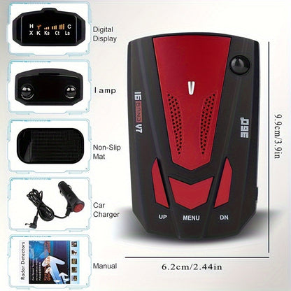 16-Band Car Radar & GPS Detector – 360° LIDAR & Anti-Speed Camera Detection, Voice Alarm, Real-Time Threat Alerts for Safer Driving