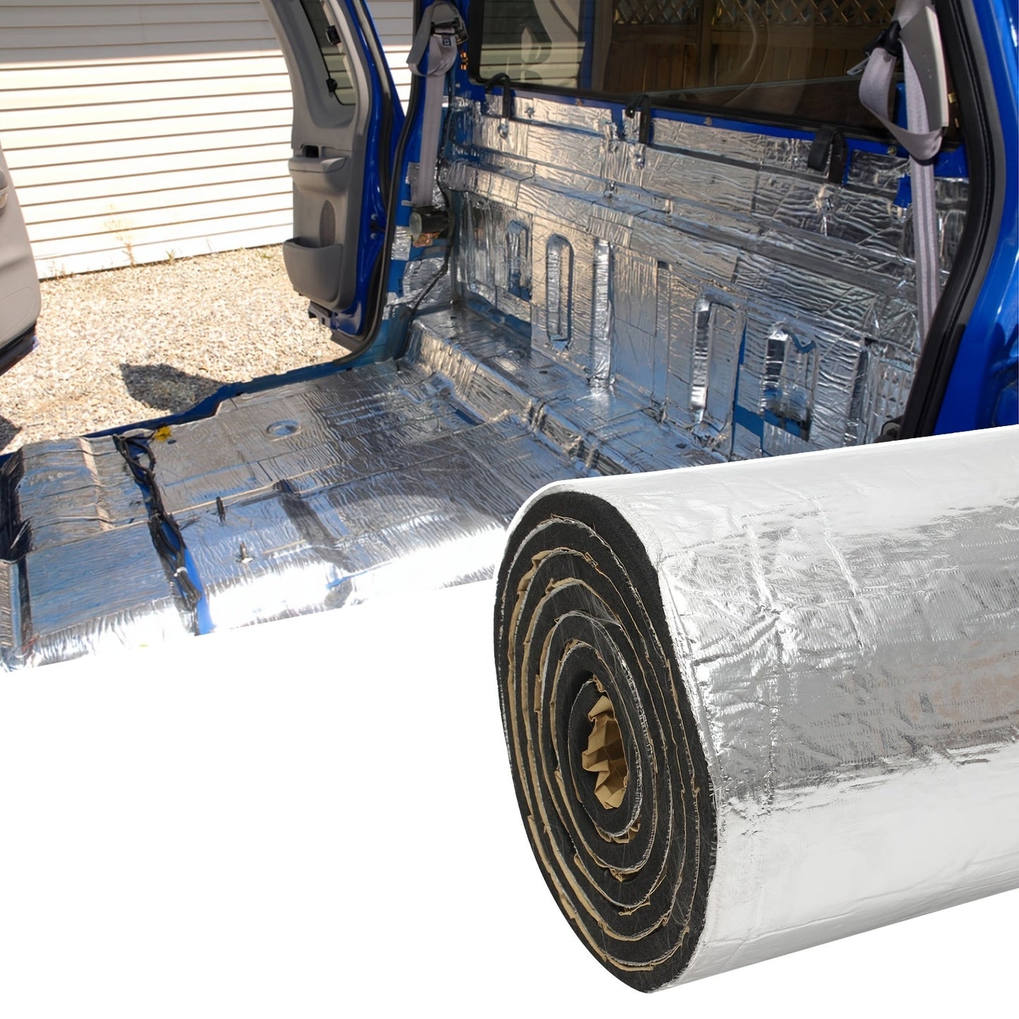 Car Sound Deadening Material 60"x40" 275Mil (7mm) – Butyl Rubber Heat & Sound Deadener Mat with Strong Adhesive for Car Doors Hood Trunk Floor Firewall, Universal Fit