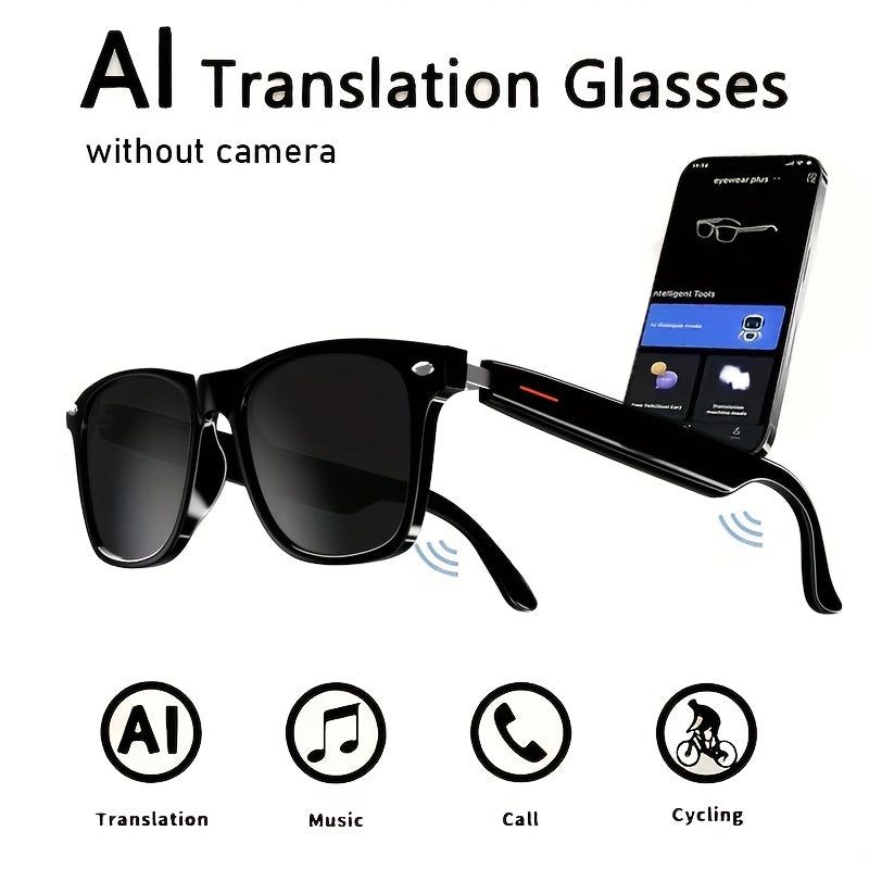4K AI Smart Glasses with Camera – Real-Time Translation, Object Recognition, Open-Ear Audio, Touch Control, 8-Hour Battery, USB-C Charging, Ultra-Light for Outdoor, Work & Travel