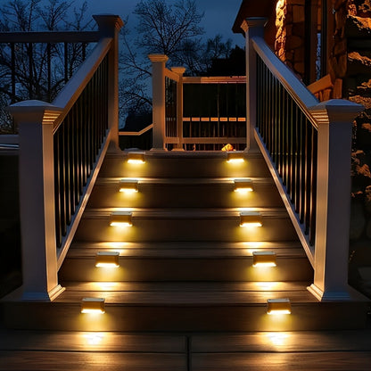Solar Deck Lights Outdoor Waterproof LED Step Stair Fence Lights 8 16 32 Pack Auto Dusk to Dawn 800mAh Warm White Solar Powered Pathway Patio Garden Driveway Yard Wall Lighting