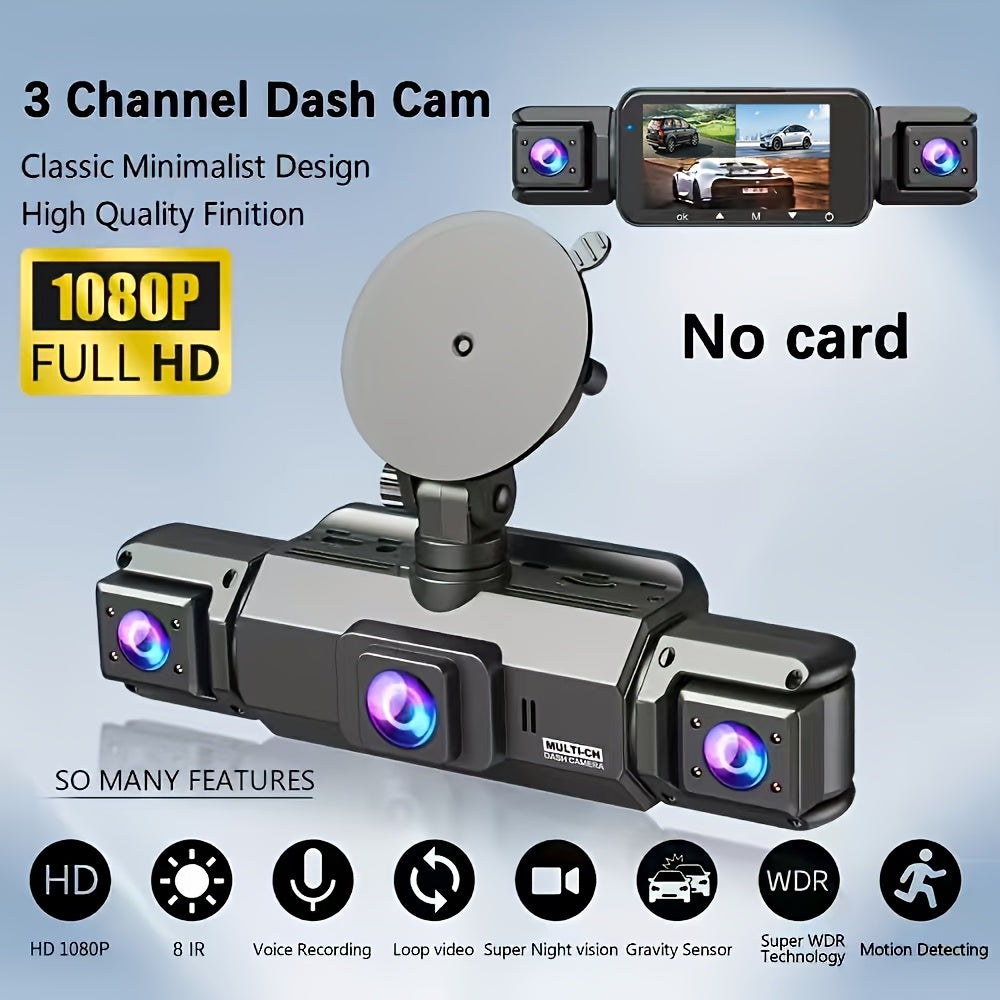 360° Dash Cam 3/4 Channel 1080P HD with Night Vision WDR G-Sensor Loop Recording 24/7 Parking Monitor WiFi, Multi-Lens Car Camera System for Full Coverage Zero Blind Spots
