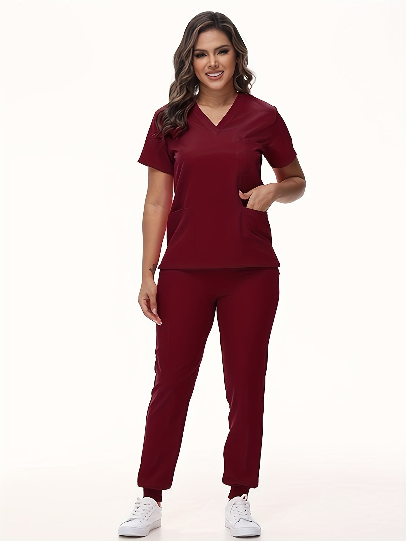 Unisex Medical Scrubs Set – Breathable Quick-Dry V-Neck Top & Drawstring Jogger Pants, Nursing Uniform for Women & Men, 7 Colors, Sizes S-XXL, Ideal for Hospitals, Dental Clinics & Veterinary Work