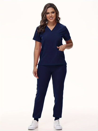 Unisex Medical Scrubs Set – Breathable Quick-Dry V-Neck Top & Drawstring Jogger Pants, Nursing Uniform for Women & Men, 7 Colors, Sizes S-XXL, Ideal for Hospitals, Dental Clinics & Veterinary Work