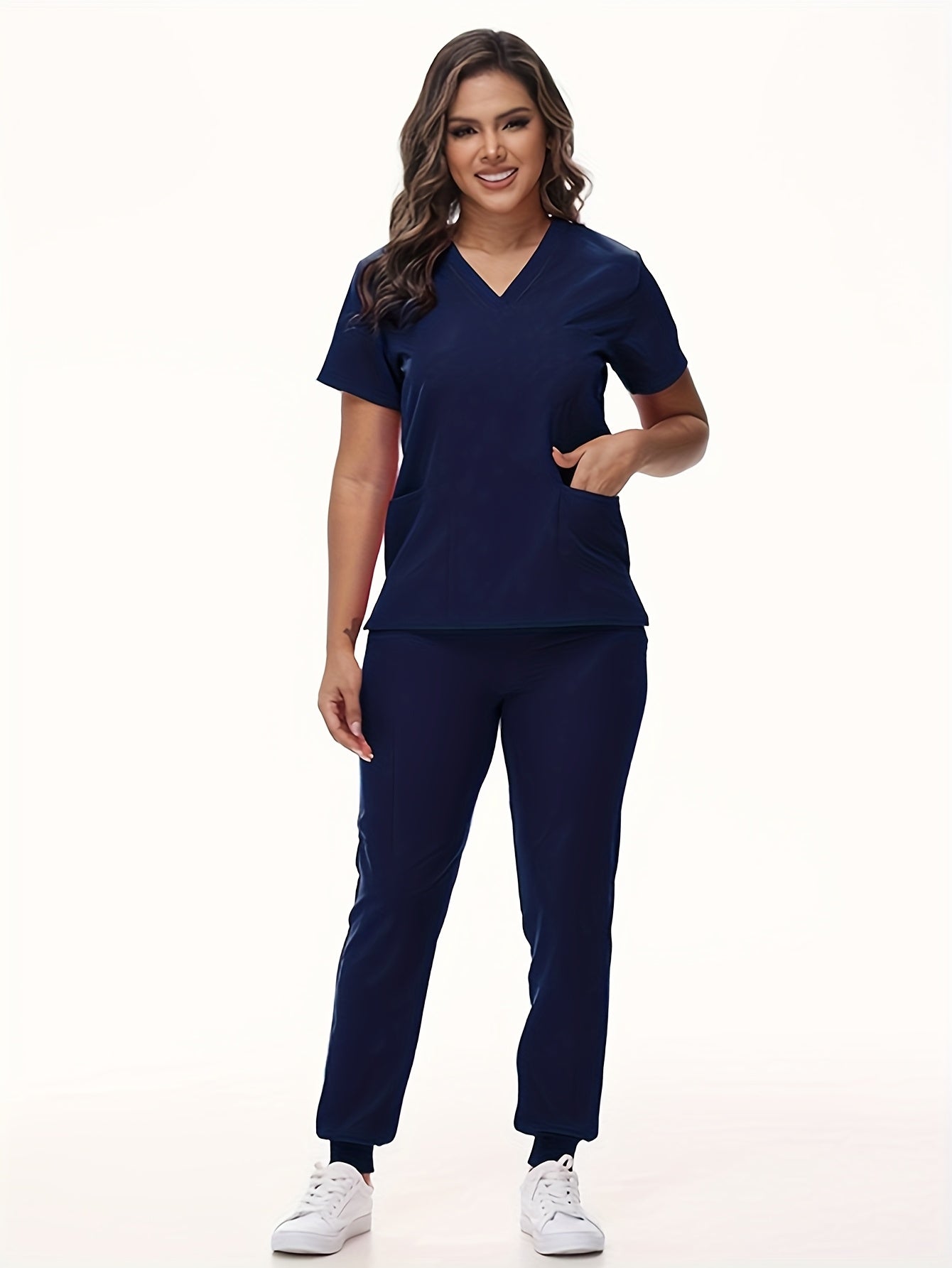 Unisex Medical Scrubs Set – Breathable Quick-Dry V-Neck Top & Drawstring Jogger Pants, Nursing Uniform for Women & Men, 7 Colors, Sizes S-XXL, Ideal for Hospitals, Dental Clinics & Veterinary Work