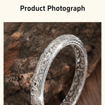 S999 Pure Silver Bangle Bracelet for Women – Solid Closed-End Cuff, High-Purity Fine Silver Jewelry, Elegant Shining Fashion Accessory, Perfect Birthday & Anniversary Gift for Her