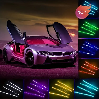 4pcs LED Car Interior Light Strip RGB Music Sync – 48 Color USB Remote Control Under Dash Ambient Lighting Kit for Car Truck SUV Van – Easy Install, No Battery Needed