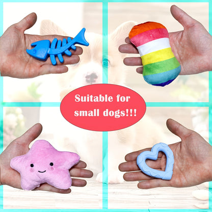 Interactive Dog Toy Set 6 & 12 Pcs – Squeaky Knot Fabric Chew Toys with Cartoon Patterns for All Breed Sizes, Teeth Cleaning & Training Play Set with Squeakers, Knot Toys & Balls, No Battery Needed