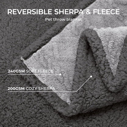 Liquid-Proof Pet Blanket Reversible Sherpa Fleece Sofa Bed Furniture Protector for Dogs Cats Machine Washable Throw Blanket Small Medium Large XL Light Gray Khaki Beige Dark Gray