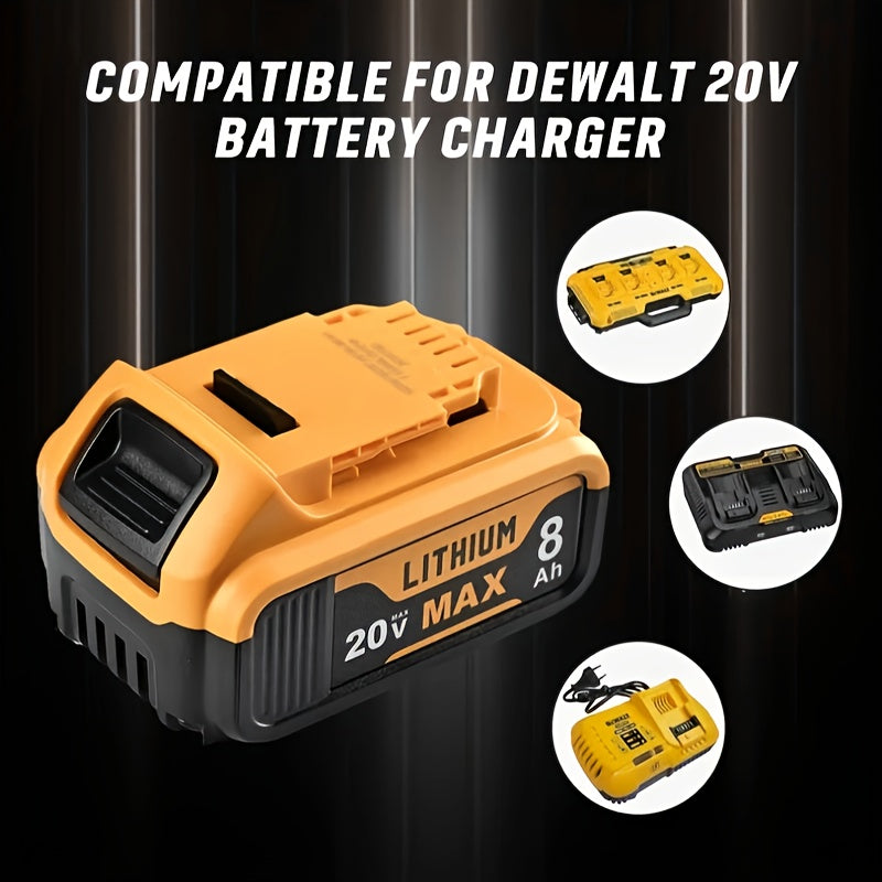 20V 8.0Ah Lithium-Ion Replacement Battery for DeWalt Cordless Tools – Compatible with DCB200, DCB205, DCB206, DCB204, DCB180 & DCD/DCF/DCG/DCS Series
