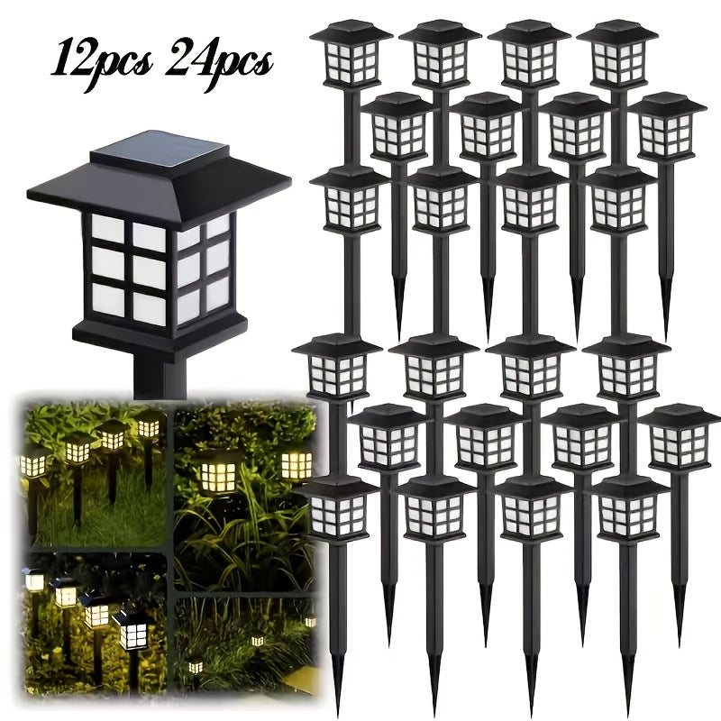Solar Outdoor Lights Waterproof LED Landscape Garden Path Lights – Warm White, Auto On/Off, 6 Pack 24 Pack for Footpaths Driveways Courtyards Lawns, Holiday Christmas Halloween Decoration
