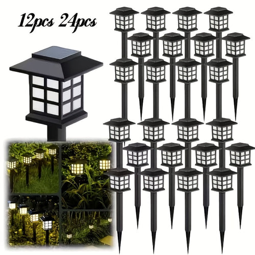 Solar Outdoor Lights Waterproof LED Landscape Garden Path Lights – Warm White, Auto On/Off, 6 Pack 24 Pack for Footpaths Driveways Courtyards Lawns, Holiday Christmas Halloween Decoration