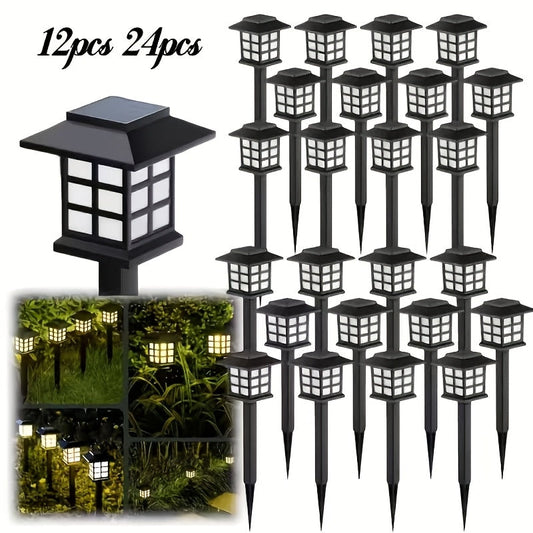 Solar Outdoor Lights Waterproof LED Landscape Garden Path Lights – Warm White, Auto On/Off, 6 Pack 24 Pack for Footpaths Driveways Courtyards Lawns, Holiday Christmas Halloween Decoration
