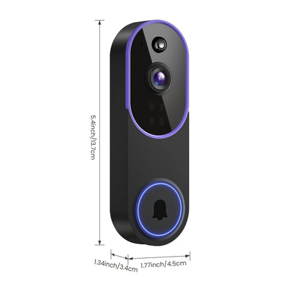 2K Smart Video Doorbell Camera WiFi Wireless 166° Wide Angle AI Human Detection Two-Way Audio Night Vision Cloud Storage Rechargeable Battery – Black & Linen