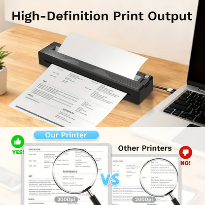 Portable Wireless Thermal Inkless Printer for Travel – 2026 Upgraded, Prints 8.5"x11" Letter, Legal, A4 & A5, Compatible with iPhone, Android & Laptop, Includes 10 Sheets Folded Thermal Paper – Black
