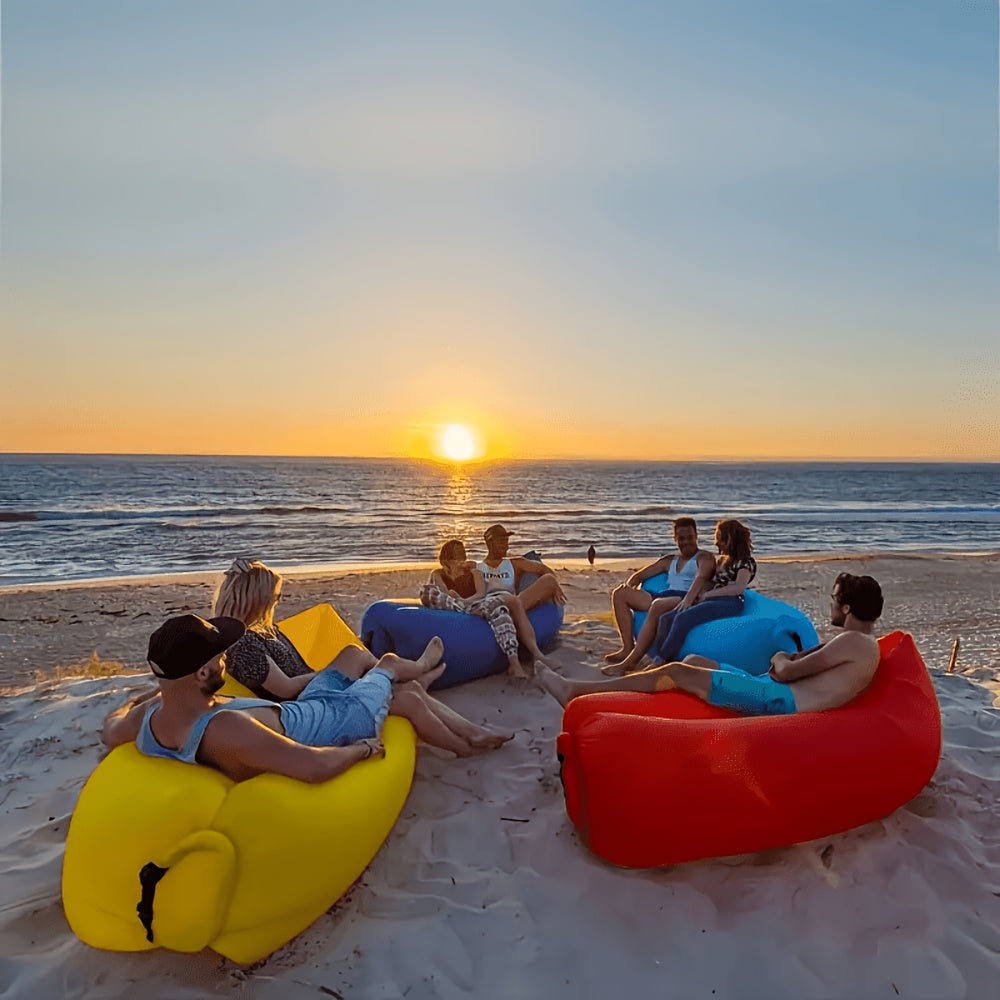Foldable Inflatable Sofa Lounge Chair Portable Lazy Air Sofa for Camping Beach Music Festivals Outdoor Gatherings Quick Inflation Adults Purple Blue Green Black Red Yellow Orange