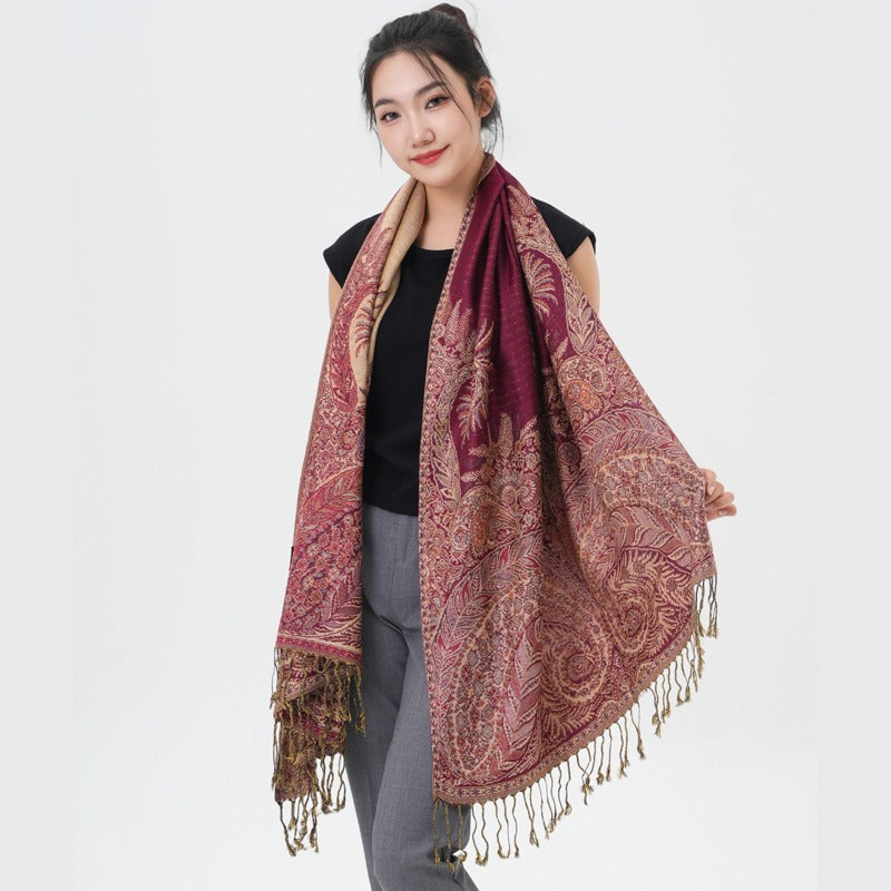 Phoenix Tail Paisley Pashmina Scarf – Thick Warm Wrap Shawl for Women, Luxurious Soft Fabric in 17 Vibrant Colors, Versatile for Formal Events, Everyday Wear & Gifting