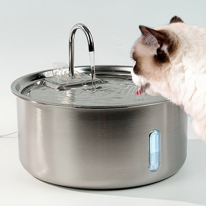 Stainless Steel Pet Water Fountain 236oz 7L Automatic Cat & Dog Water Dispenser with Replacement Filters USB Powered Water Level Window – FT007 Model
