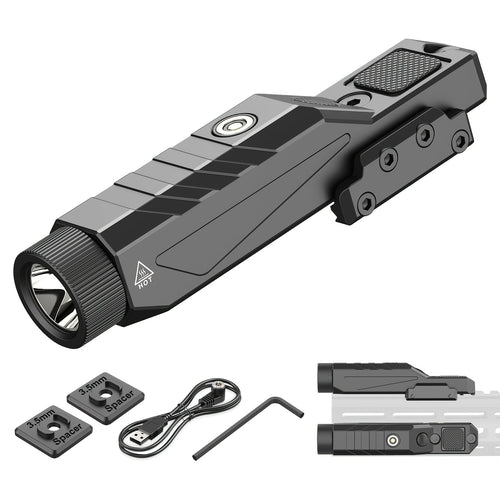 1680 Lumens Tactical Flashlight for Rifle with Momentary Strobe – M-Lok & Picatinny Dual Rail Mount, Magnetic USB Rechargeable, Low Profile Weapon Light for Hunting, Shooting & Home Defense (Model DF9030)