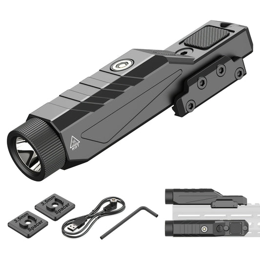 1680 Lumens Tactical Flashlight for Rifle with Momentary Strobe – M-Lok & Picatinny Dual Rail Mount, Magnetic USB Rechargeable, Low Profile Weapon Light for Hunting, Shooting & Home Defense (Model DF9030)