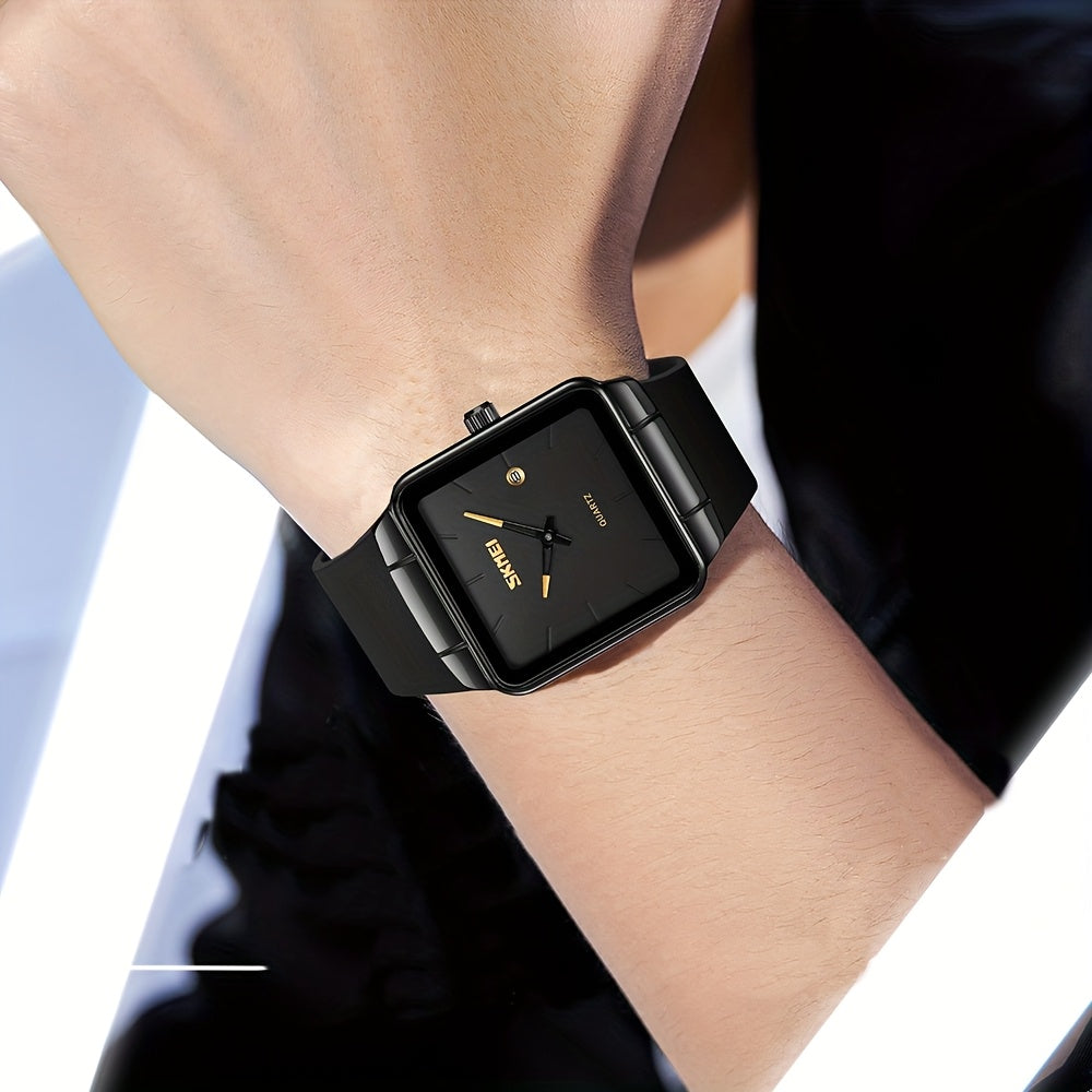 SKMEI Women's Square Quartz Watch Slim Minimalist Elegant Alloy Case Ladies Fashion Wristwatch Daily Wear Gift for Her Gold Black Rose Gold