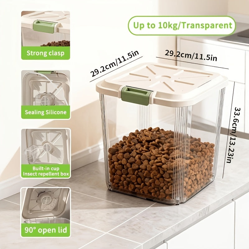 Airtight Pet Food Storage Container with Wheels Locking Lid Built-in Scoop Moisture-Proof Dog Cat Food Bin Kitchen Pantry 11 22 38 55 lbs Dry Food Storage