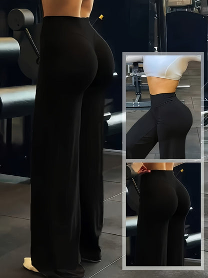 Wide Leg Yoga Pants High Waist High Elastic Full Coverage - Plus Size Flare Leggings for Gym Fitness Training Casual Wear All Season S-XL
