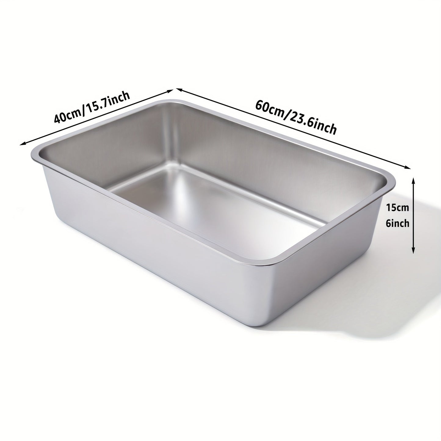Stainless Steel Cat Litter Box XL – 2-Pack Extra Large Metal Litter Box, 6" Deep High Sides, Easy to Clean, Odor Resistant, for Big Cats & Multi-Cat Households, Rectangle Corner-Fit Design