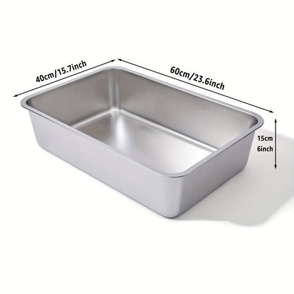 Stainless Steel Cat Litter Box XL – 2-Pack Extra Large Metal Litter Box, 6" Deep High Sides, Easy to Clean, Odor Resistant, for Big Cats & Multi-Cat Households, Rectangle Corner-Fit Design
