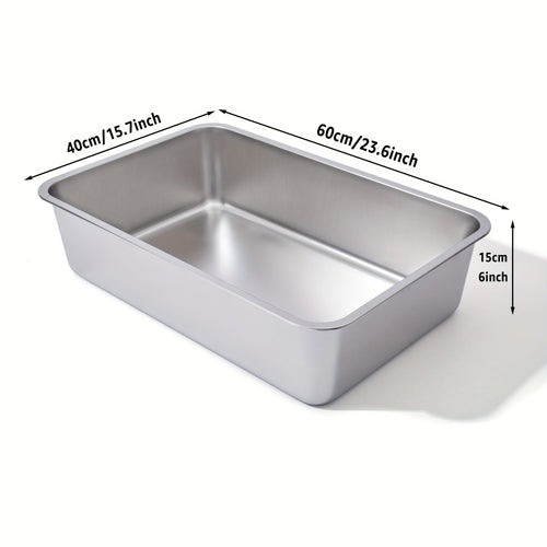 Stainless Steel Cat Litter Box XL – 2-Pack Extra Large Metal Litter Box, 6" Deep High Sides, Easy to Clean, Odor Resistant, for Big Cats & Multi-Cat Households, Rectangle Corner-Fit Design