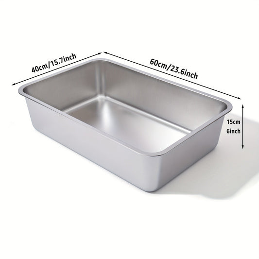 Stainless Steel Cat Litter Box XL – 2-Pack Extra Large Metal Litter Box, 6" Deep High Sides, Easy to Clean, Odor Resistant, for Big Cats & Multi-Cat Households, Rectangle Corner-Fit Design