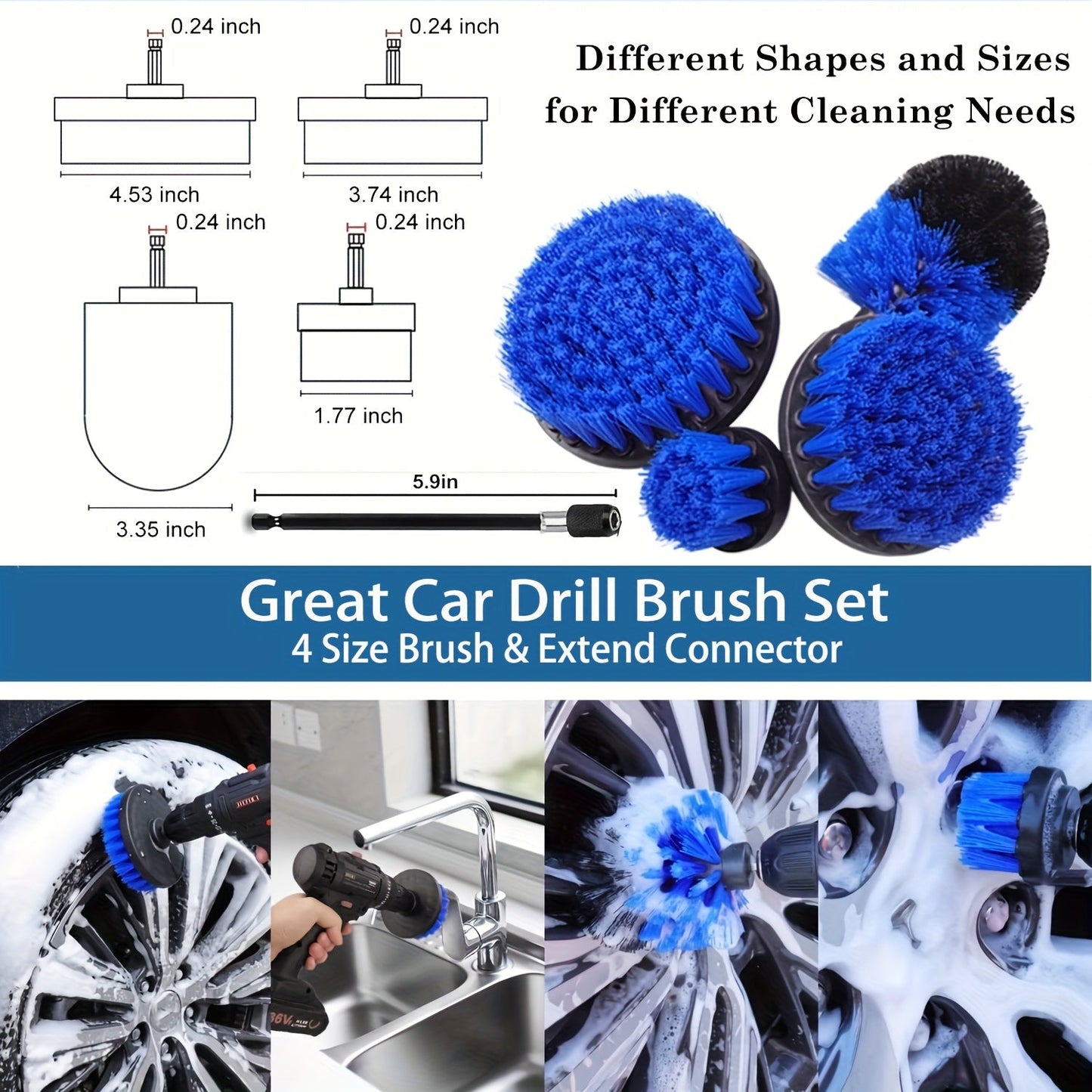26PCS Car Detailing Brush Set – Complete Car Cleaning Kit with Drill Brushes, Wash Mitt, Tire Brush, Window Squeegee, Cleaning Gel & Storage Bag for Interior Exterior Wheels Vents Professional Auto Care