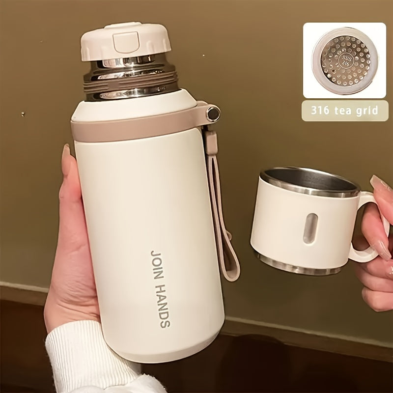 600ml Stainless Steel Tumbler Double Wall Vacuum Insulated Leak-Proof Lid with Handle Cleaning Brush Included Hot Cold Drinks Travel Office Gym Outdoor Water Bottle 20oz