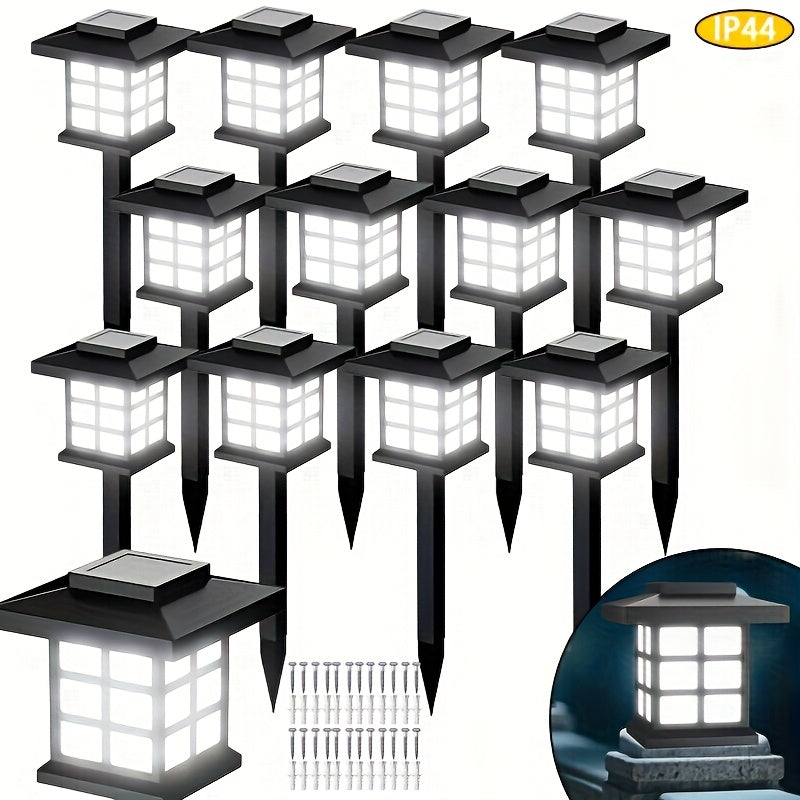 Solar Outdoor Garden Lights 6/12/24 Pack IP44 Waterproof | Warm White Colorful LED Landscape Pathway Lights for Yard Courtyard Patio Holiday Decoration – Auto On/Off