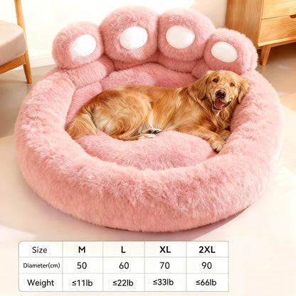 Bear Paw Plush Round Pet Bed for Dogs & Cats – Soft Calming Dog Bed, Non-Slip Cat Bed, Warm Cozy Puppy Bed, Small Medium Large, 20/24/28/36 Inch, Coffee/Pink/Gray