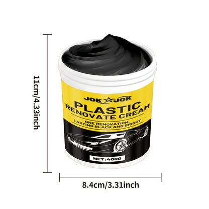 Car Plastic Polish & Tire Coating 400g with Sponge – All-in-One Restorer for Dashboard, Seats & Bumpers, Long-Lasting PVC Formula, Streak-Free Shine, Easy Auto Detailing Application