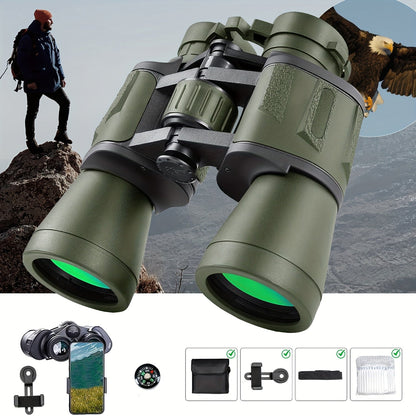 Binoculars for Adults 12x42 HD High-Powered with Phone Adapter for Bird Watching Hunting Travel Concerts Includes Carry Case Neck Strap Mud Black Green