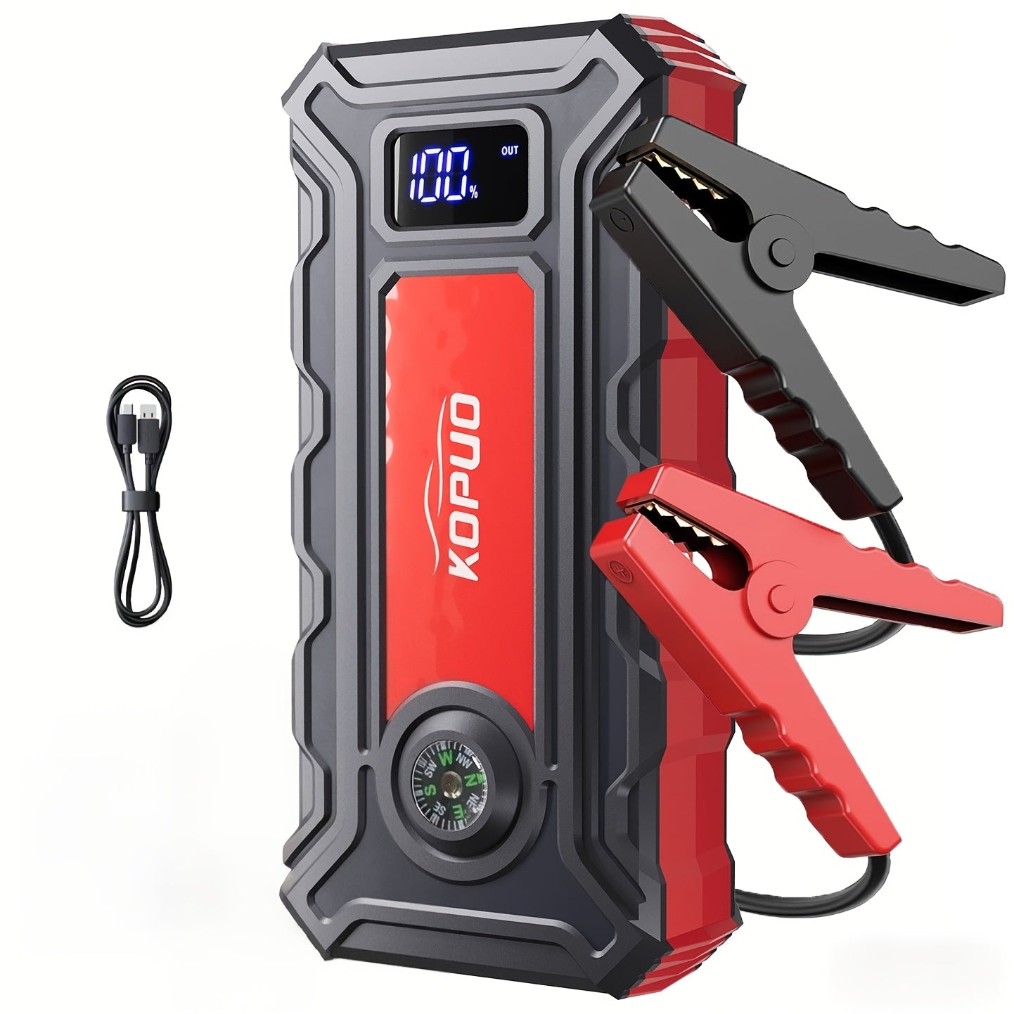 5000A/6000A Portable Car Jump Starter – 12V Battery Booster Pack for Gas & Diesel Vehicles, 65W Fast Charge Power Bank, LED Flashlight & LCD Display, Compact Emergency Jump Box