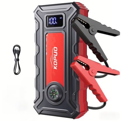 5000A/6000A Portable Car Jump Starter – 12V Battery Booster Pack for Gas & Diesel Vehicles, 65W Fast Charge Power Bank, LED Flashlight & LCD Display, Compact Emergency Jump Box