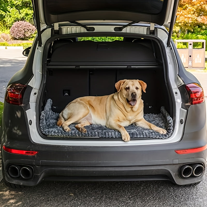 Non-Slip Car Dog Mat Heavy Duty Pet Seat Cushion with Rear Extension Pad – Anti-Bite Waterproof Floor Liner for SUV, Sedan & Truck, Fits All Dog Sizes, Easy to Clean Durable Polyester