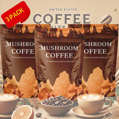 Mushroom Coffee with 10 Adaptogenic Mushrooms & MCT Oil – USA Grown Instant Coffee, Lion's Mane, Turkey Tail, Shiitake, 6.35 oz, Available in 1, 3 & 6 Pack