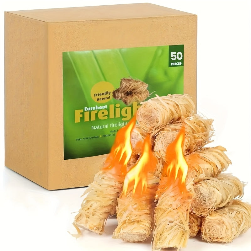 Natural Fire Starter Sticks 50/100pcs – Fast-Light Charcoal Starters for Fireplace, BBQ Grill, Campfire, Fire Pit, Wood Stove, Chimney & Smoker – Weather-Resistant, Indoor & Outdoor Use