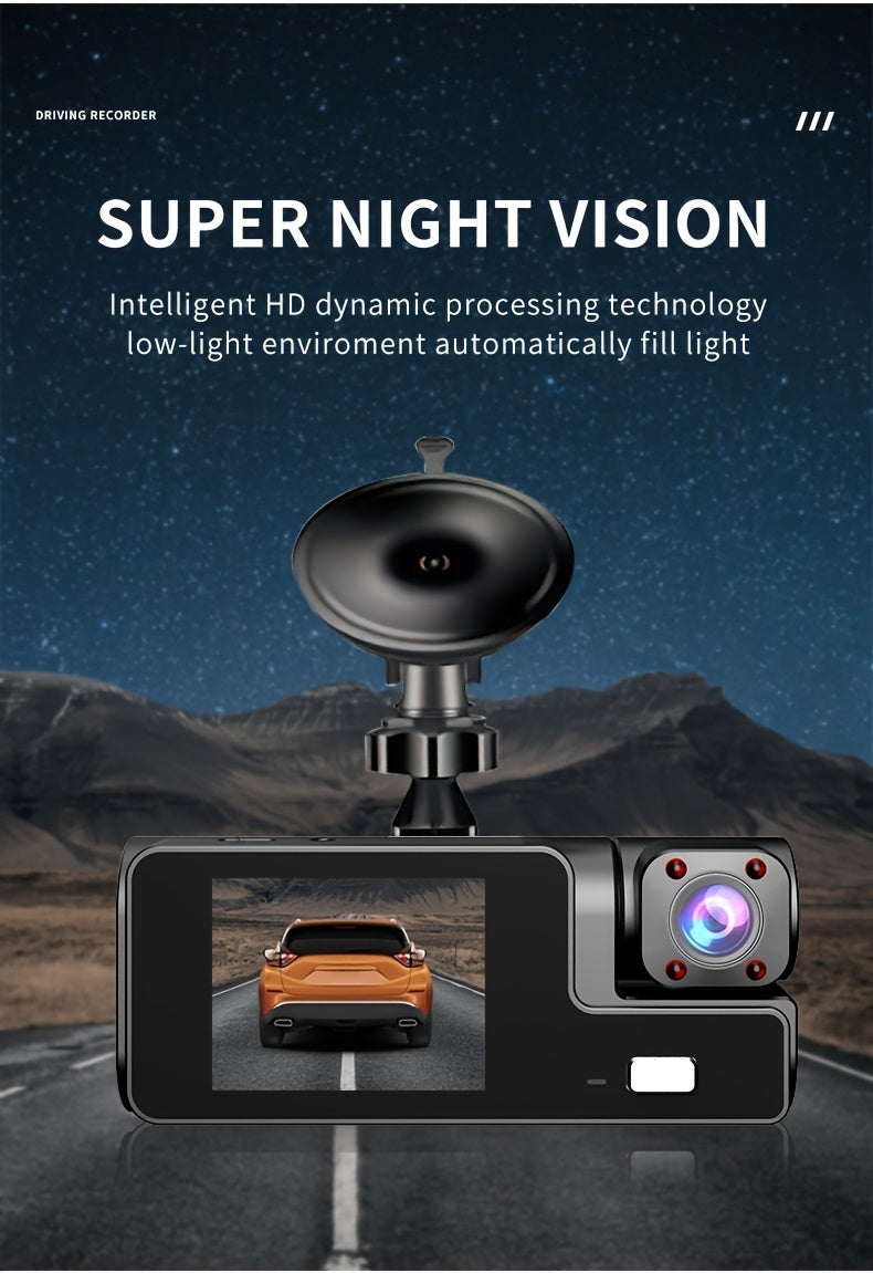 3 Channel Dash Cam 4K Front + 4K Interior + 1080P Rear with Free 32GB Card, Night Vision, G-Sensor, Wide Angle, Real-Time Recording & Parking Monitor – Velora