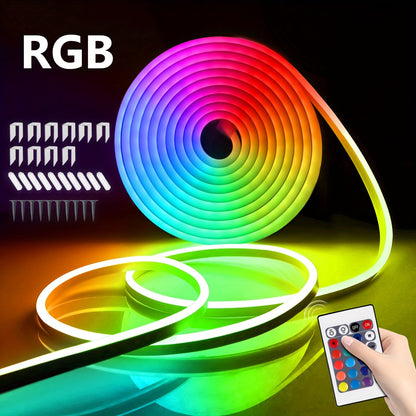 LED Neon Strip Lights with Remote Control – Color Changing RGB Atmosphere Light for Room, TV, Kitchen, Cabinet, Halloween, Christmas & Birthday Party Home Decoration – 3M, Multi-Pack Options