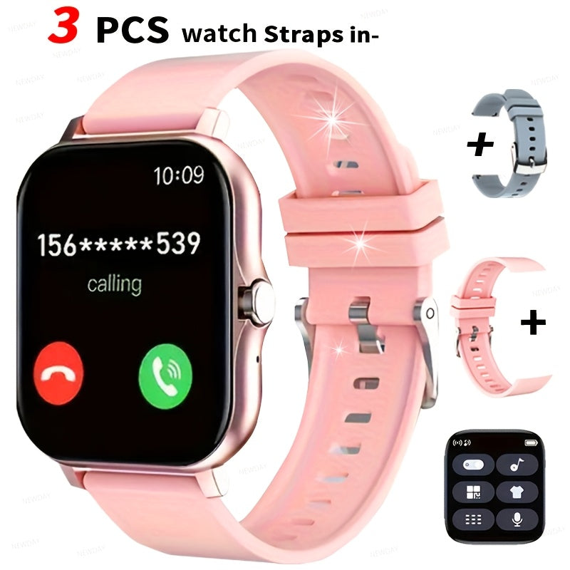 Smartwatch 1.83 Inch Full Touch Screen Wireless Calling Heart Rate Sleep Monitor Pedometer Multi-Sport Fitness Watch for Men Women – USB Rechargeable Pink Silver Black Gold